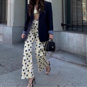 Zara Marine Straight Floral Pants